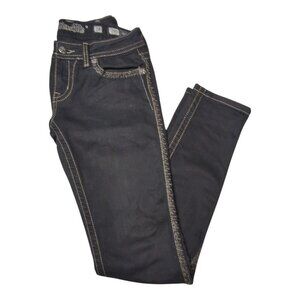 Miss Me Womens Skinny Black Jeans Size 28 Embellished Sparkle Stud Biker Moto